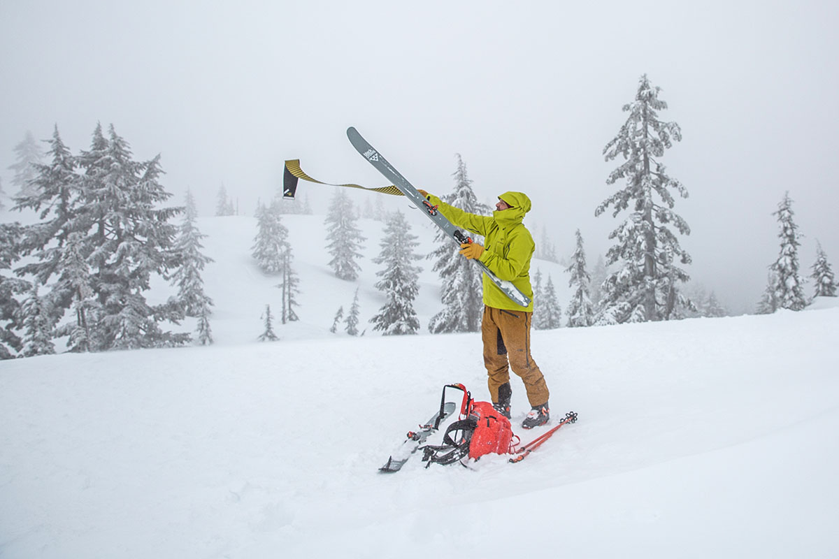 Arc'teryx Alpha SV hardshell jacket (transitioning in backcountry)